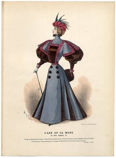 L'Art et la Mode 1895 N°50 Complete magazine with colored fashion engraving by Marie de Solar, Paquin, 20 pages