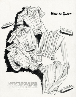 Hermès (Couture) 1941 Osmont, Bourgade, Véra Boréa, Laverrière Pour le Sport... Blouses
