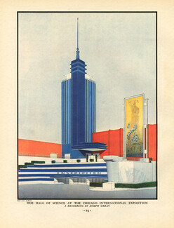Paul Cret (Architect) 1932 The Hall of Science at the Chicago, Art Déco, Joseph Urban