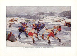 A. Jouclard 1936 Hockey sur Glace, Villers-le lac, Winter Sports