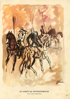 Yves Brayer 1947 "En forêt de Fontainebleau", Horse