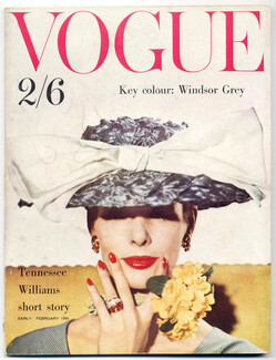 UK Vogue British Magazine 1960 Early February, Windsor Grey, Tennessee Williams, Christian Bérard, Cecil Beaton, 124 pages