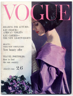 UK Vogue British Magazine 1960 August, Princess Radziwill, 98 pages