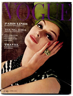 UK Vogue British Magazine 1962 April, Fashion flash, Paris lines, Gaby Young-Mackinnon, 204 pages