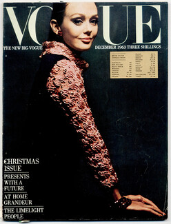 UK Vogue British Magazine 1963 December, Yves Saint-laurent, Jean-Loup Sieff, 154 pages