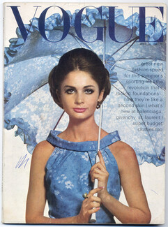 UK Vogue British Magazine 1965 April 15th, David Bailey, Brian Duffy, Helmut Newton, Yves Saint-Laurent, 128 pages