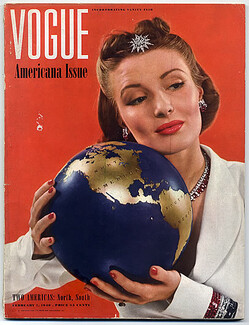 Vogue USA 1940 February, Golden Globe, Cartier, Steichen, Madame Lopes de Sotto-Maior, 154 pages