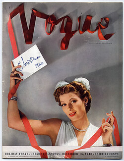 Vogue USA 1940 December 15th, Tiffany & Co., John Rawlings, Cartier, Alicia Markova, 78 pages