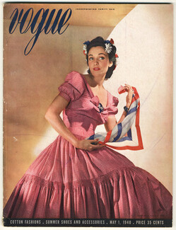Vogue USA 1940 May, Germaine Monteil (Dress) Horst, Pierre Roy, Vivien Leigh, Irina Baronova