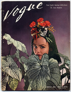 Vogue USA 1941 March, Spring Hat, John Rawlings, English Bulldog, Tiffany & Co., 138 pages