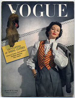 Vogue USA 1942 March 15th, Horst, Valentina, Adrian, René Bouché, Eric, René Bouët-Willaumez