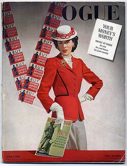 Vogue USA 1942 April, John Rawlings, Horst, Toni Frissel, René Bouët-Willaumez, Revlon (Cosmetics)