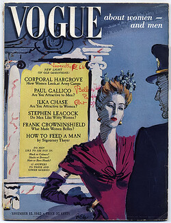 Vogue USA 1942 November 15th, Nettie Rosenstein, René Bouët-Willaumez, Fernand Léger, 96 pages