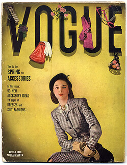 Vogue USA 1943 April, Lilly Daché, John Rawlings, Marcel Vertès Exhibition, Hattie Carnegie