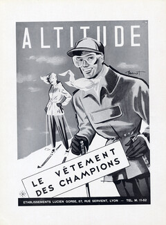 Brénot 1950 Altitude, le vêtement des champions, Skier
