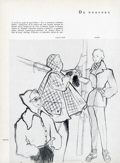 Simone Brousse 1949 "Du nouveau pour les Skieuses" Hermès, Jacques Heim, Raphaël, Sportswear, Ski, 2 pages