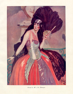 Jean-Gabriel Domergue 1921 Portrait de Mme J-G. Domergue, Elegant Parisienne