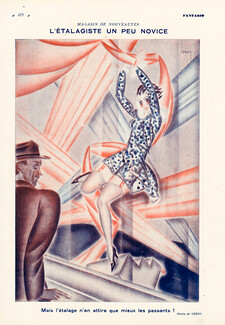 Leroy 1930 "L'Étalagiste un peu novice", Stockings Garters
