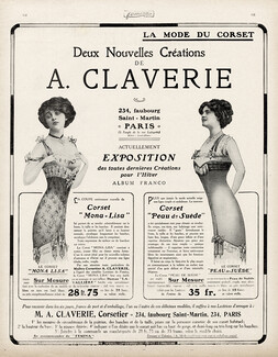 Claverie (Corsetmaker) 1911 Corsets "Mona-Lisa" & "Peau de Suède"
