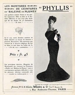 Weeks & Cie 1905 "Phyllis" Montures de Ceintures en "Baleine de Plumes"