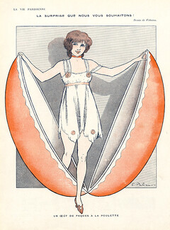 Fabiano 1916 ''Un Oeuf de Pâques à la Poulette" Easter, sexy looking girl