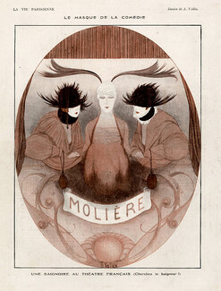 Armand Vallée 1919 "Le Masque de la Comédie" Molière Mask