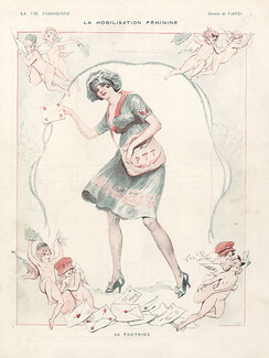 Vald'Es 1917 ''La Mobilisation Féminine'' La Factrice, PTT, La Poste, Mailwoman
