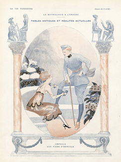 Vald'Es 1916 ''Omphale aux pieds d'Hercule'' Lovers, Soldier