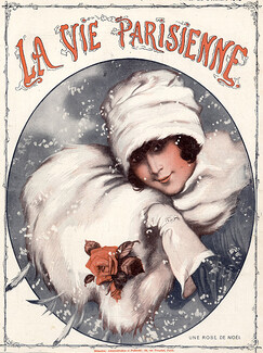 Léo Fontan 1918 "Une Rose de Noël" Christmas Rose, Fur, Muff
