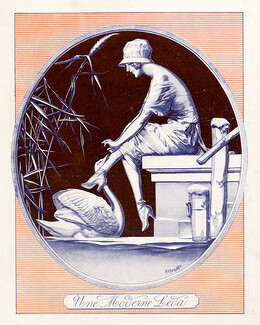 Hérouard 1919 "Une Moderne Leda" swan