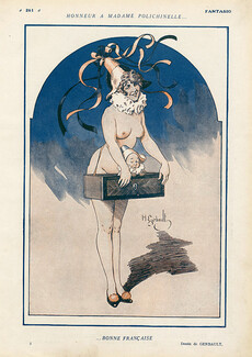 Gerbault 1919 ''Honneur à Madame Polichinelle'' Pulcinella Topless