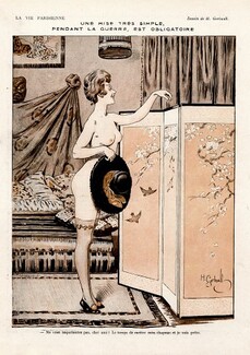Henry Gerbault 1918 Sexy Girl nude, Fitting, Stockings