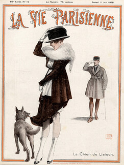 Léonnec 1918 ''Le Chien de Liaison'' Elegant Parisienne Dog Soldier