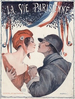 Léonnec 1918 ''Le Noël de la France'' Marianne Hat, Soldier Lover Kiss