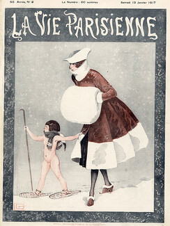Léonnec 1917 Elegant Parisienne, Muff, Fur, Winter Coat