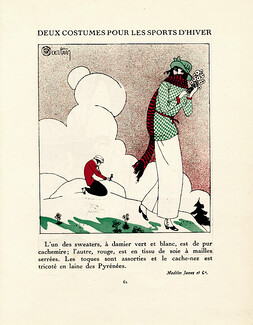Charles Martin 1912 "Deux costumes pour les sports d'hiver" Gazette du Bon Ton