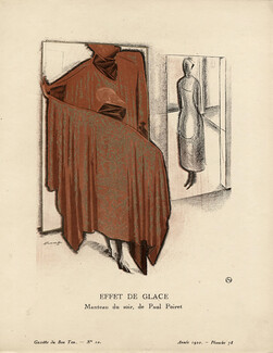 Effet de Glace, 1920 - Alexandre Iacovleff, Manteau du soir de Paul Poiret. La Gazette du Bon Ton, n°10 — Planche 78