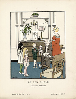Le Bon Oncle, 1914 - Carlègle, Costumes d'enfants. La Gazette du Bon Ton, n°1 — Planche II