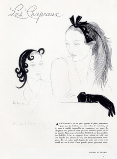 Descat Reboux Talbot 1936 Annette Sarradin Hats 4 Pages Fashion Illustration