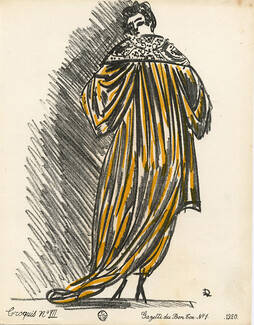 Croquis de Modes, 1920 - Raoul Dufy, Paul Poiret. La Gazette du Bon Ton, n°1 — Croquis N°7