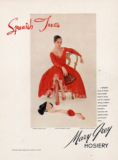 Mary Grey Hosiery (Hosiery, Stockings) 1953 Dress by Terry-Allen, Shoes by Herbert Levine, Jewels by Harry Winston