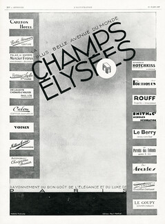 Champs-Elysées 1929 La plus belle avenue du Monde - Carlton, Hotchkiss, Delion, Les Arcades...