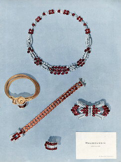 Mauboussin 1937 "Set of Jewels" Bracelet, Watch, Clip, Necklace, Ring
