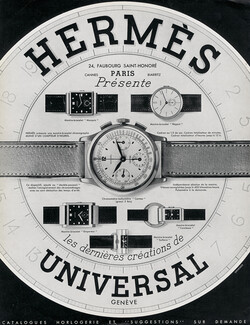 Hermès (Watches) & Universal 1938 Models: Marquis, Régent, Contax (Chronomètre) Empereur, Comtesse, Sultane.