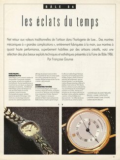 Les Éclats du Temps, 1986 - Watches, Patek Philippe, Breguet, Blancpain, Longines, Pascal Morabito, Omega, Texte par Françoise Gounse, 5 pages