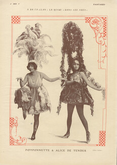Ba-Ta-Clan (Bataclan) 1919 La revue "Dans les Nues" Pomponnette & Alice De Tender, Feathers Costume, Music Hall, Photos Isabey