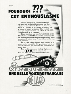 Delage, Automobiles — Original adverts and images