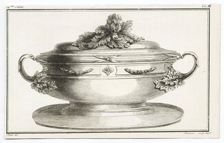 Cabinet des Modes 1786, 14° cahier, planche III, "Pot à Oille" en argent, Silverware