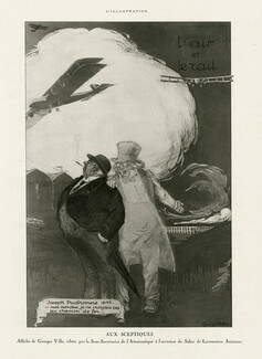 Georges Villa 1921 "Aux sceptiques" Poster, Airplane