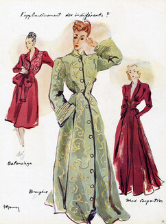 Balenciaga, Mad Carpentier, Bruyère 1945 Jean Hervey, housecoats